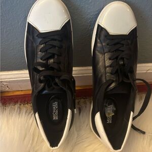 Michael Kors Black and White Leather Sneakers